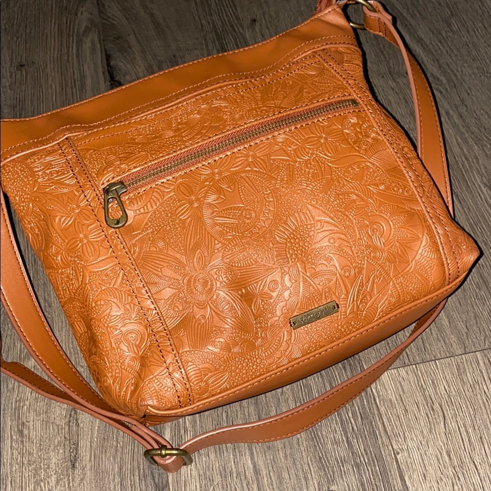 Sakroots Orange Embossed Crossbody Bag